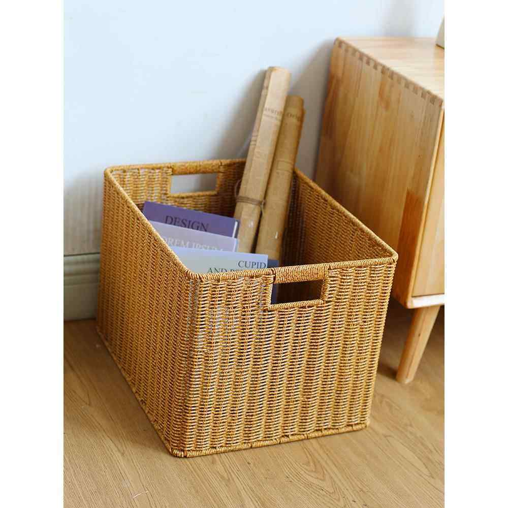 大型彷藤书架收纳篮定制格纹柜收纳篮客厅柜杂物收纳箱编织篮,收纳整理,收纳筐,淘宝优惠券,粉丝福利购,淘宝优惠卷