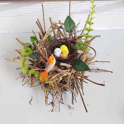 信艺彬藤编鸟窝树枝鸟巢树上摆设装饰鸟笼 橱窗摆件幼儿园DIY材料