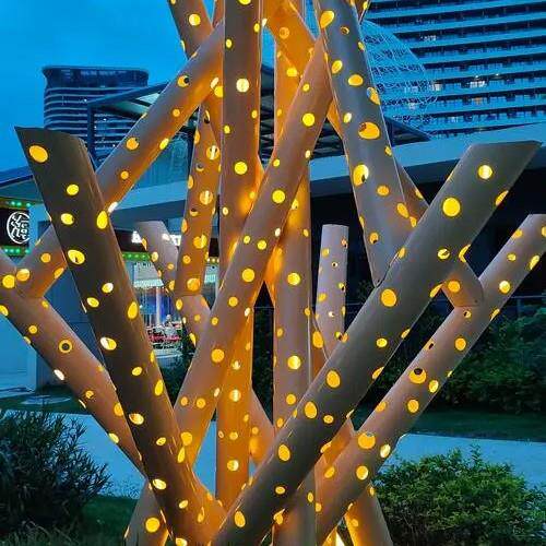 LED户外竹子造型景观灯商场景区公园不锈钢植物雕塑灯亮化文旅灯