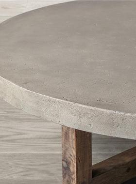 做旧小圆桌工复侘寂风客厅几何仿水泥实LM-23112木茶几家美式业风