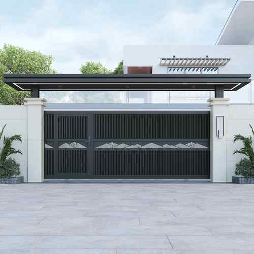 定制铝合金别墅电动平移门农村户外铁艺庭院门铝艺围墙车库大门