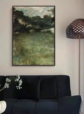 抽象简约绿色系装饰画客厅卧室别致艺术背景画玄关小众竖版挂画