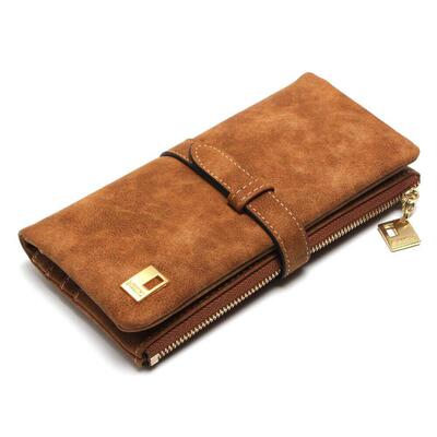 ther Zipper Suede Wallet Ladies Carteira Feminina Clutch Bag