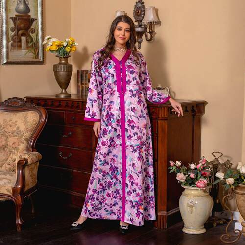Women's Rose Purple Dress Printed Skirt