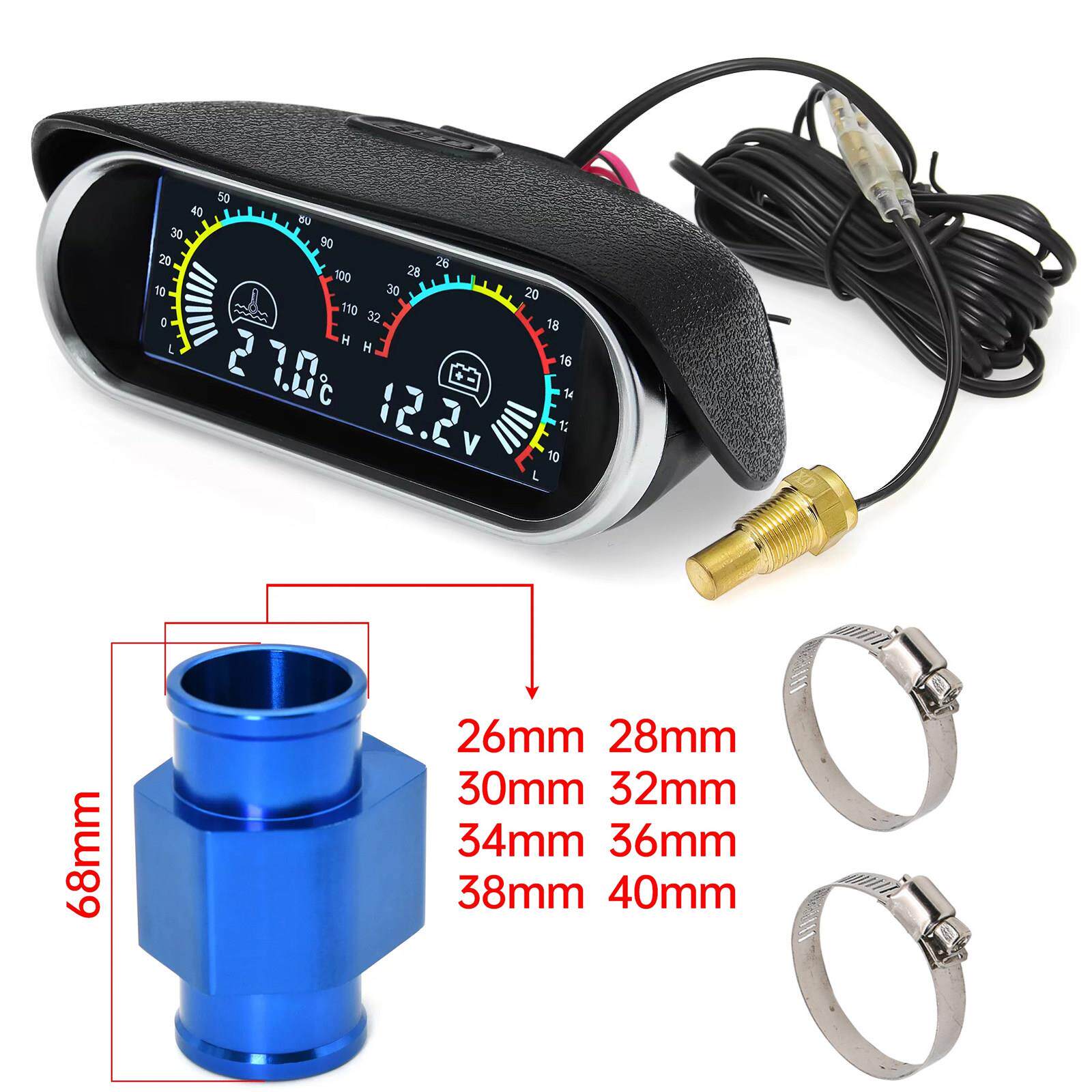 汽车改装货车加装液晶数字显示水温电压表仪表12V24V二合一组合表