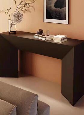 意式侘寂风黑色正对门窄双面玄关柜入户供桌简约实木装饰隔断条案