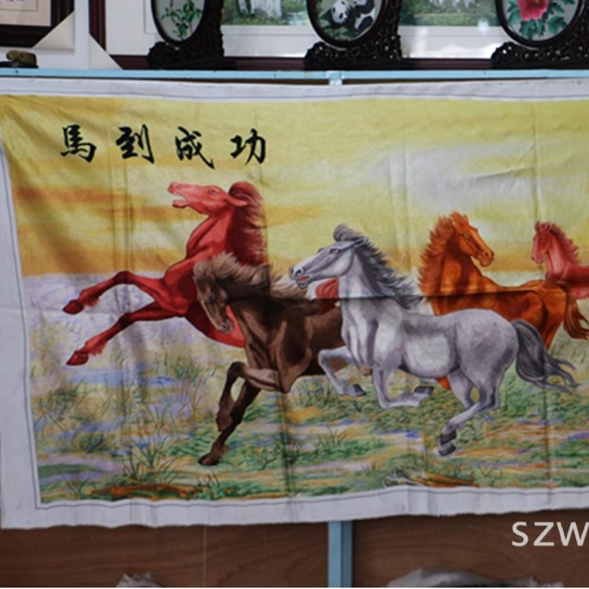苏绣绣片单面绣客厅家居会议室装饰画苏州手工刺绣马到成功