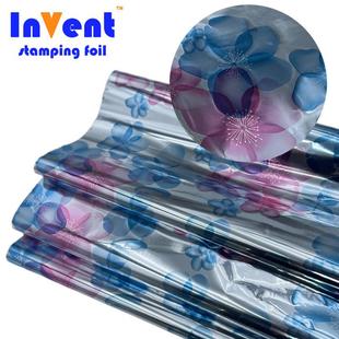 12u75CM透明花朵布料烫金纸花膜服装 纺织水洗丝印烫金浆膜印箔