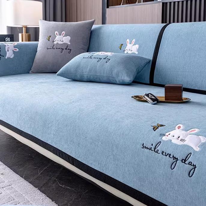 轻雪ltao1010垫尼尔沙发奢垫四季通用防刺绣坐子沙发套罩盖布滑靠