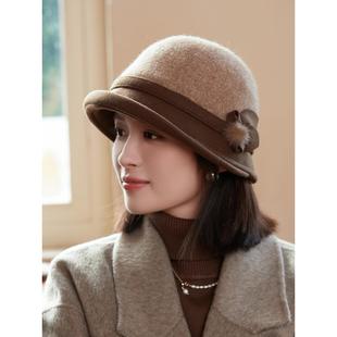 时尚百搭翘檐盆帽女士民国风覆古气质百搭线渔夫帽春秋天保0125w