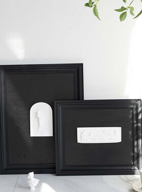 欧式法式中古风黑色画框相框带卡纸装裱雕塑石膏像复古油画框架