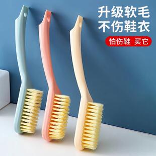 Soft-bristled shoe brush for gentle cleaning without damagin