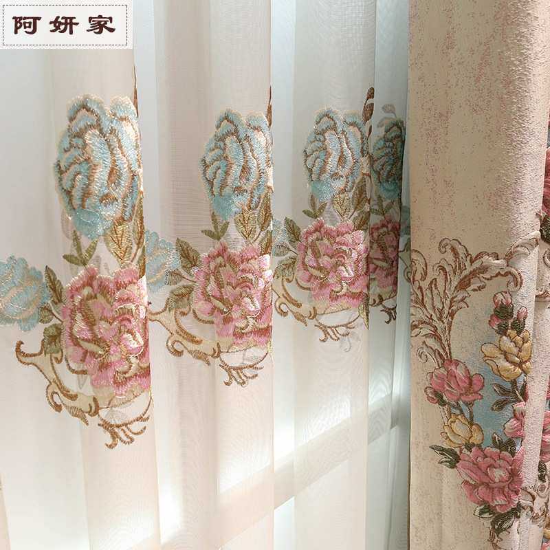 5ZW欧式浮雕提花窗帘成品大气客厅卧室高精密遮光落地飘窗帘