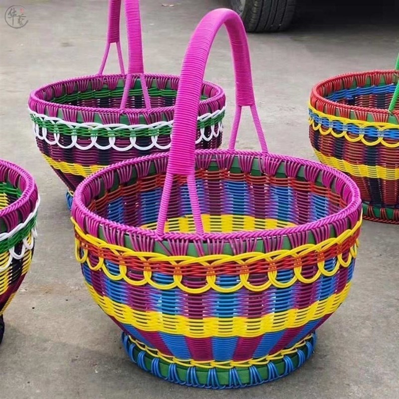 手工编织成品蓝子手提收纳野餐采摘竹筐藤编买菜小筐子家用竹编篮