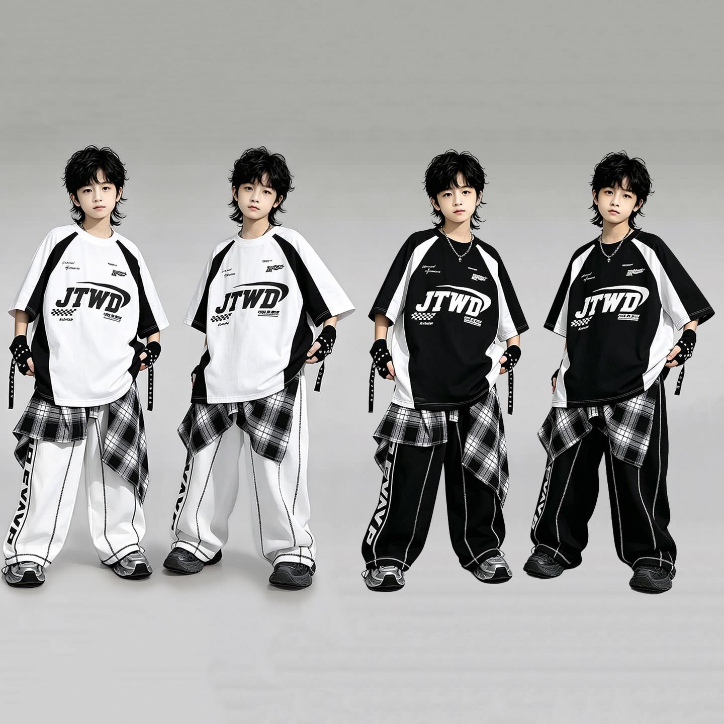 六一儿童街舞演出服幼儿嘻哈hiphop酷帅套装男童架子鼓表演服装