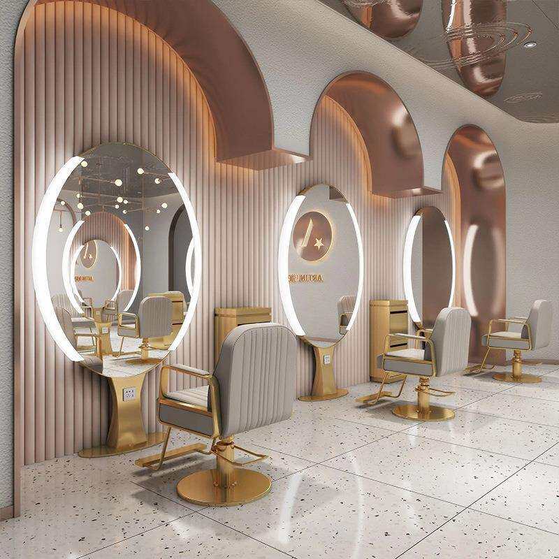 网红理发店镜台发廊专用单面双面落地镜台理发店专用镜子美发店镜