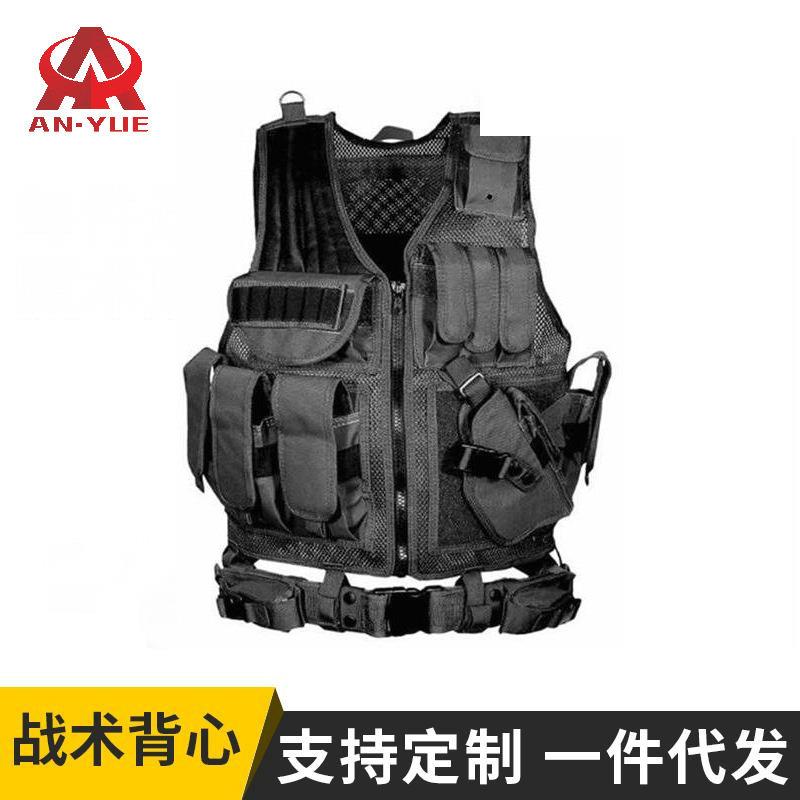 黑色战术背心可拆卸战术马甲透气网魔术贴背心安检巡逻cs护甲