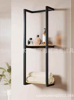 壁挂浴式511锈钢厨房置物架家室式功能毛巾架酒店多层黑色不用浴
