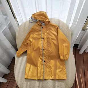 口雨衣男童女 2024简约学生小孩纯色雨披防雨涤纶布带书包位松紧袖
