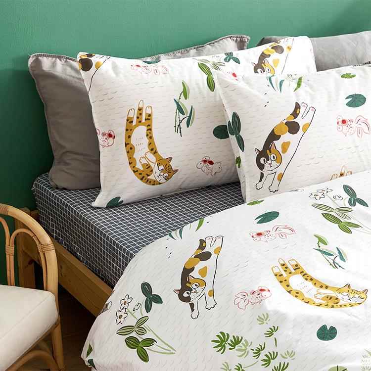 高档春三夏如茉猫全棉纯棉2米床单创笠四件套柔软被咪套原设计金