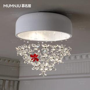 水晶灯温馨浪漫房间主卧餐厅 轻奢法式 慕名居 卧室吸顶灯创意个性