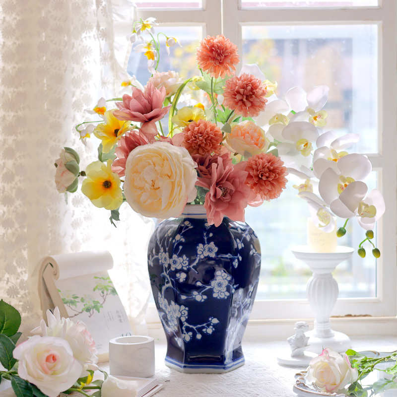 寻舍青花瓷花瓶景德镇陶瓷花瓶冰裂纹创意水培家居插花花瓶批发