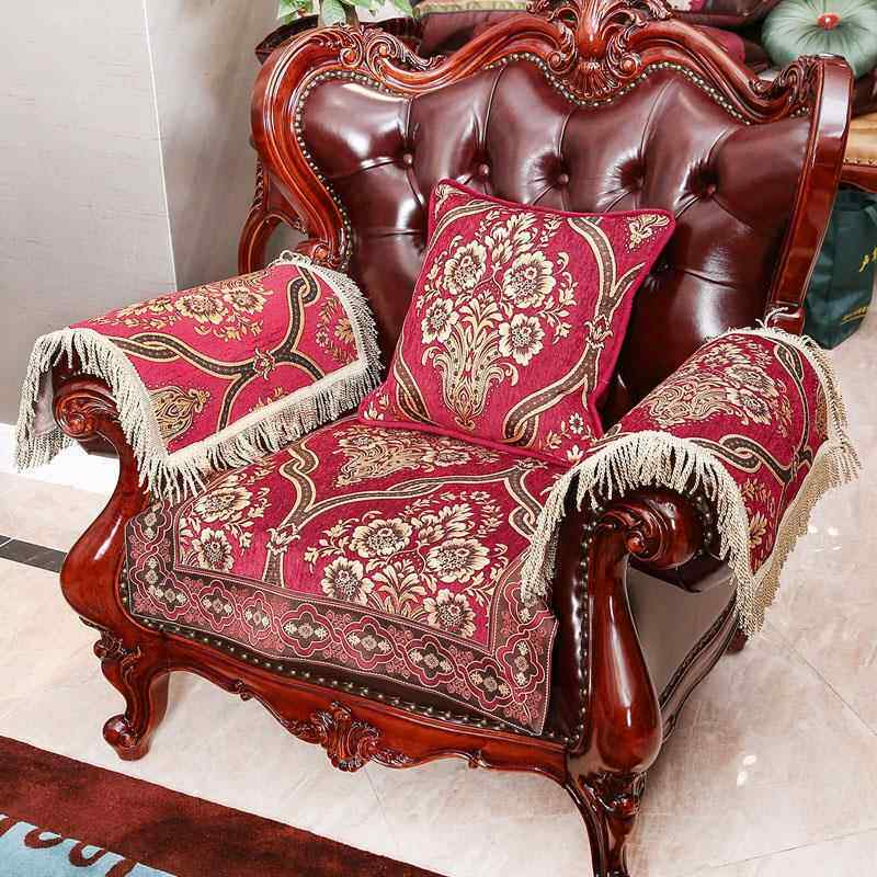 高档欧式代沙发垫四季通用现沙发坐防滑深色美式雪尼高档罩尔垫套