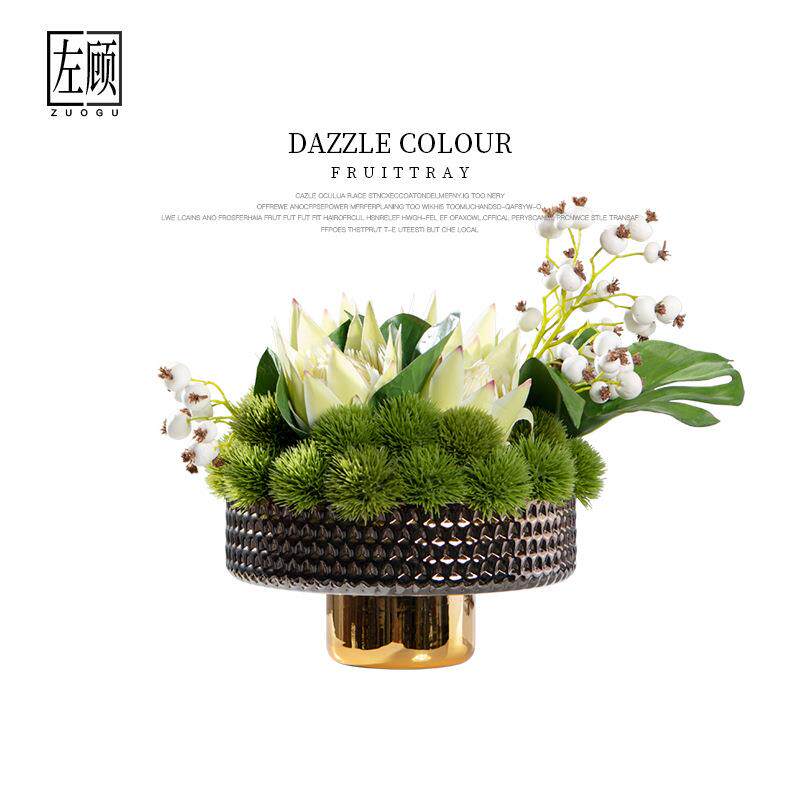 仿真花摆设花艺绿植新中式酒店民宿茶几餐厅样板间摆件餐桌花摆花