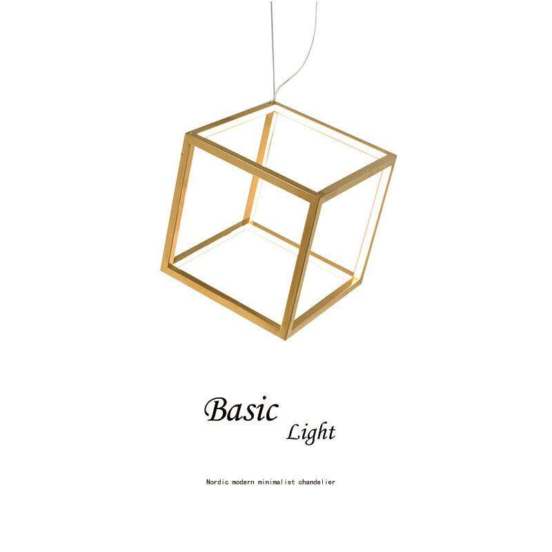 现代简约设计师不锈钢正方体酒店工程吊灯极简轻奢led客厅风家居