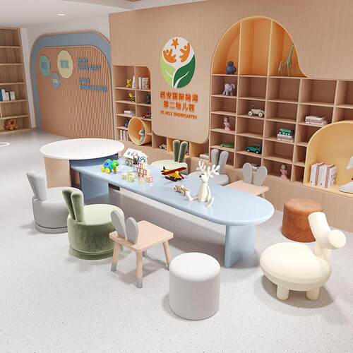 样品屋展示中心儿童桌椅实木游戏桌椅幼儿园手工绘画 画阅读桌宝