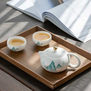 家用高档轻奢茶具一整套盖碗茶杯茶壶礼盒装 羊脂玉功夫茶具套装