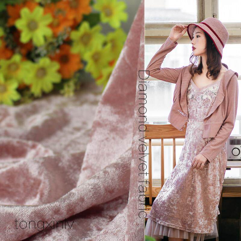 加厚金丝绒布料钻石绒冰花毛绒压花沙发抱枕桌布琴罩红色服装面料