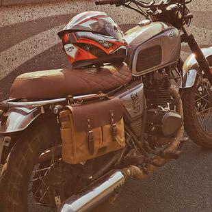 覆古侧边包机车防水改装大号通用帆布包骑行工具包挂尾机车包