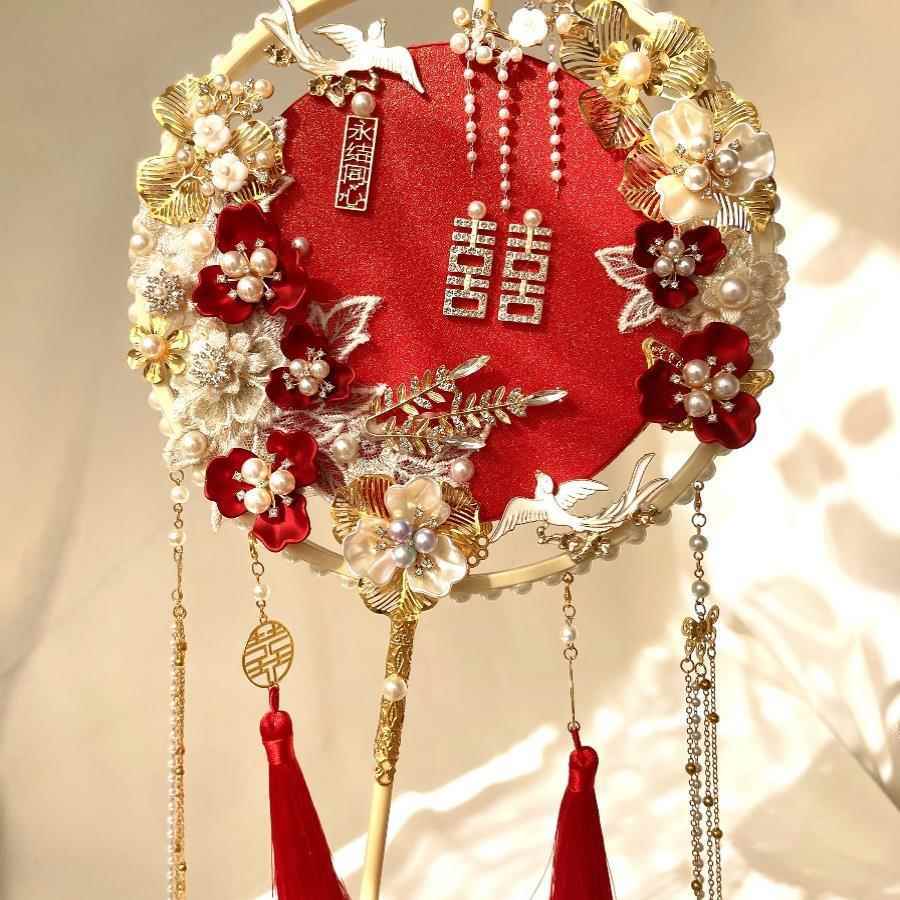 刺新娘扇秀禾服中式双面团绣扇婚礼结婚团出嫁喜F9688J78扇古风扇