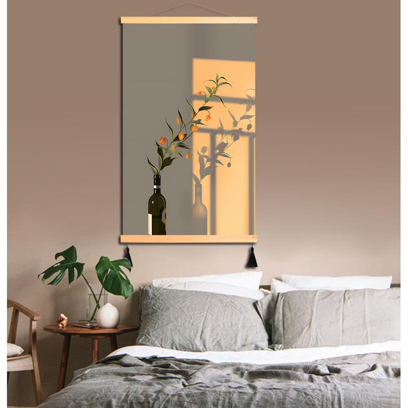 现代北欧简约花卉光影卧室装饰画绿植玄关布艺挂画电表箱遮挡图片