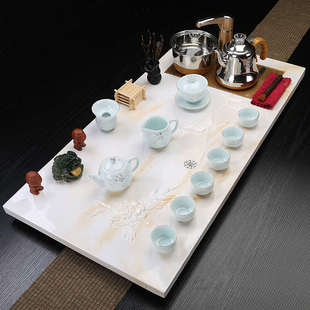 全自动一体茶具功夫茶台中式 茶盘套装 喝茶泡茶玉石茶盘电磁炉家用