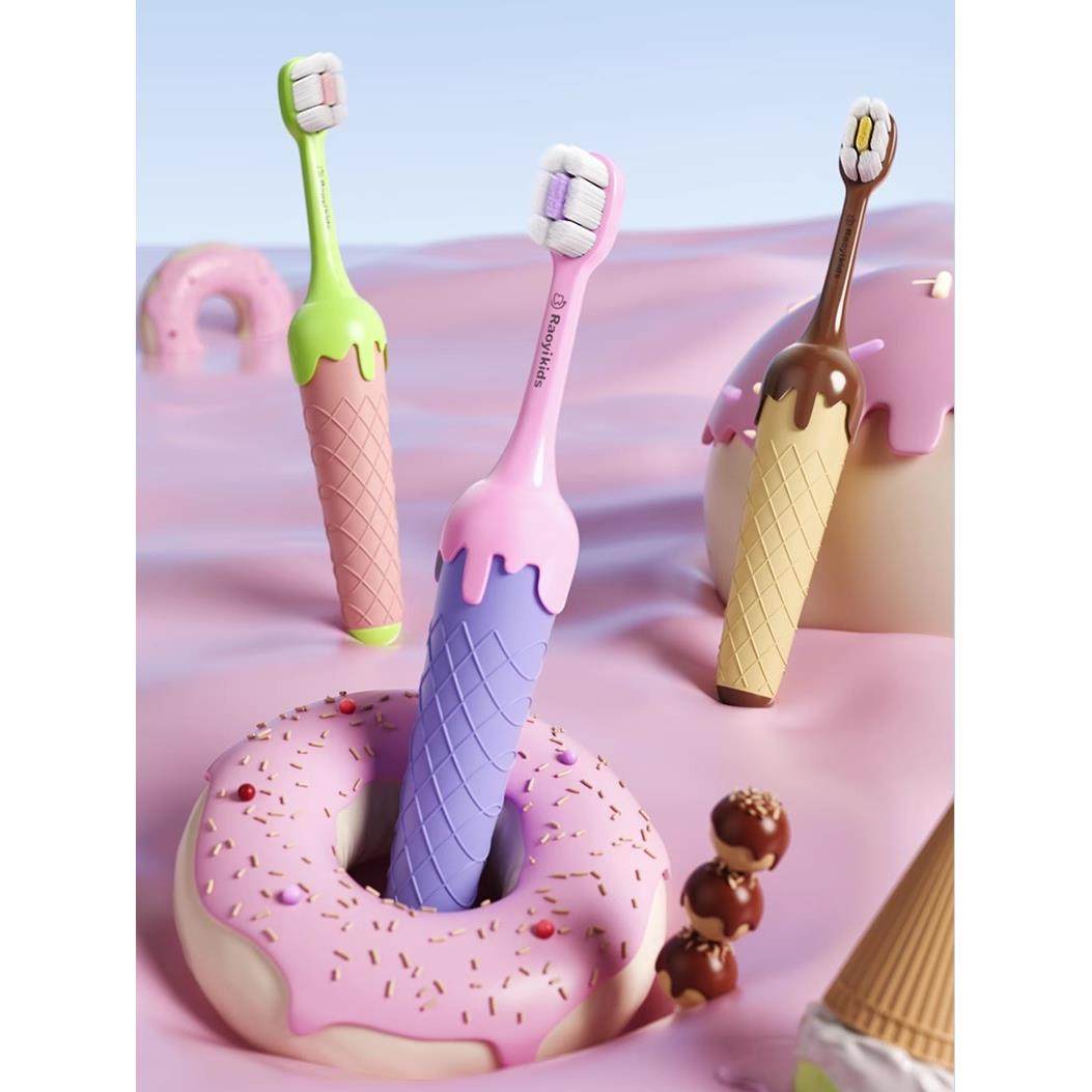 冰淇淋云柔万毛牙刷家用1支装幼儿细软毛儿童刷多功能软毛清洁刷