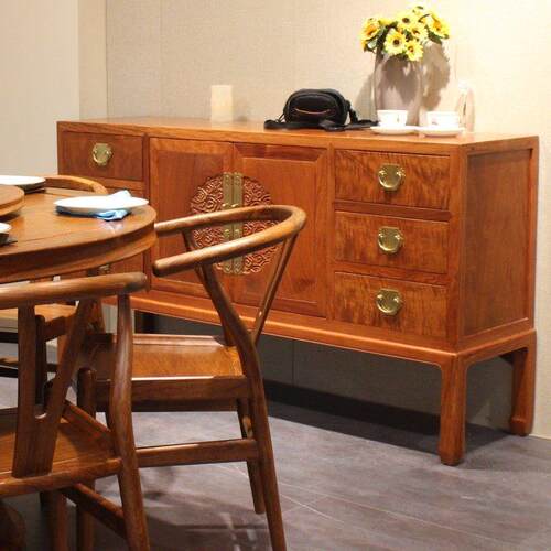 品梓家俱新中式刺猬紫檀红木柚木餐柜缅甸花梨木斗柜玄关电视柜