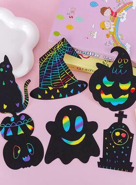 DIY Halloween bookmarks handwritten scratch drawings kids