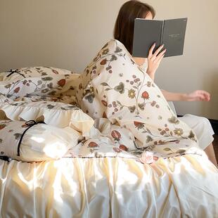 长绒棉纯棉四件套复古风数码 新款 款 四季 印花全棉被套床上用品 法式