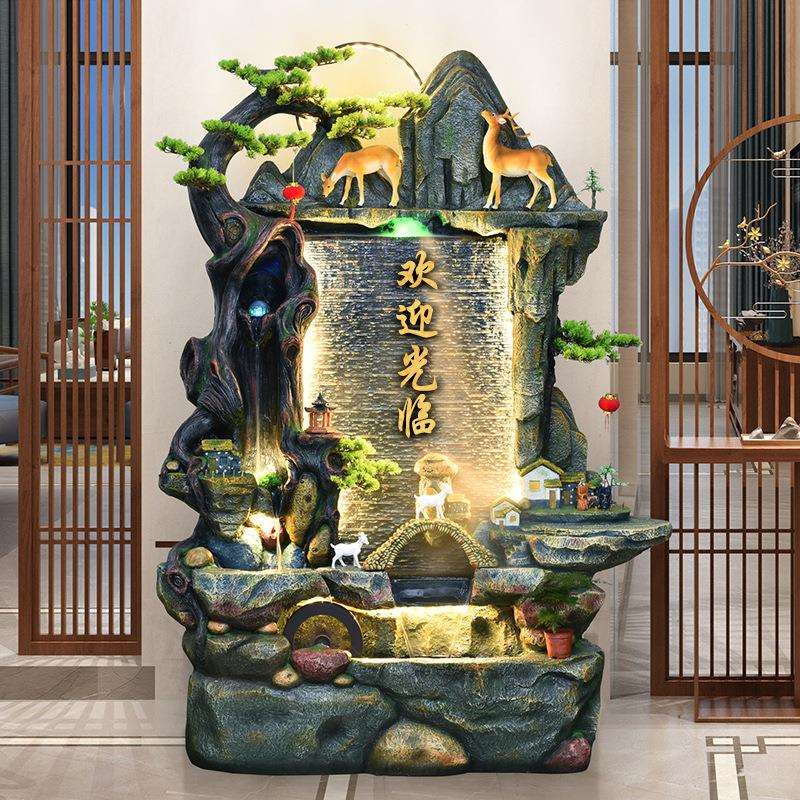 假山流水喷泉水幕墙景观摆件玄关开业送礼客厅阳台办公室加湿装饰