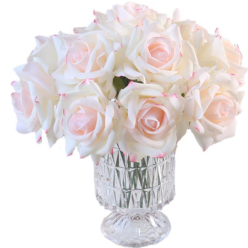 高端手感保湿玫瑰仿真花摆件假花花束上档次客厅餐桌花装饰摆设
