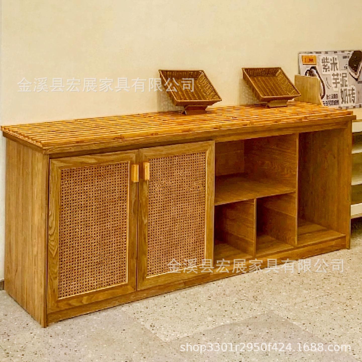 日式藤编柜面包展无品牌/示柜中岛靠墙边柜烘焙店列柜玻璃开放式