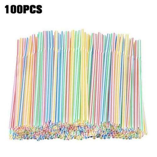100pcs/Set Black Cocktail Straws Black Plastic Straw For Bir