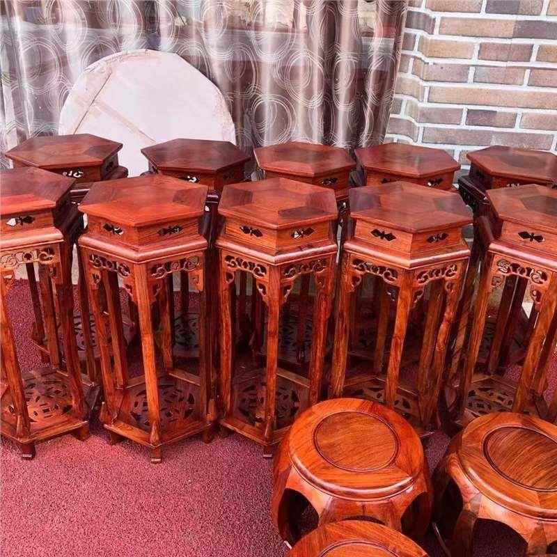 缅甸花置梨花架六角花架花几物子摆件架两层客78194办厅书房公室