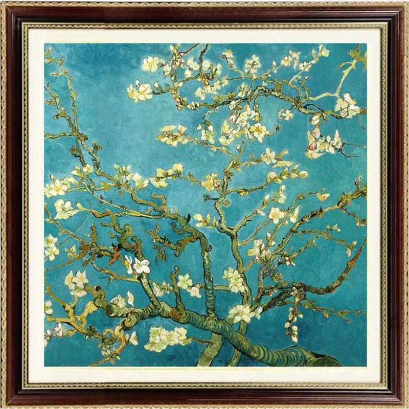 欧式卧室DIY方钻满钻钻石画世界名画方形梵高杏花贴钻印花十字绣