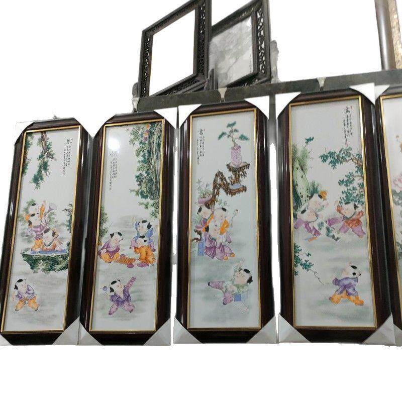 景德镇陶瓷板画古典美女琴棋书画四件套陶瓷壁画客厅装饰挂画