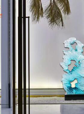 现代简约透明树脂摆件水花样板房装饰品摆件雕塑酒店书房玄关