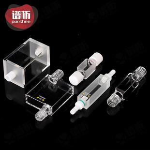 3.5ml石英荧光流动比色皿粉融四通光透紫外10mmM6螺纹管流动池