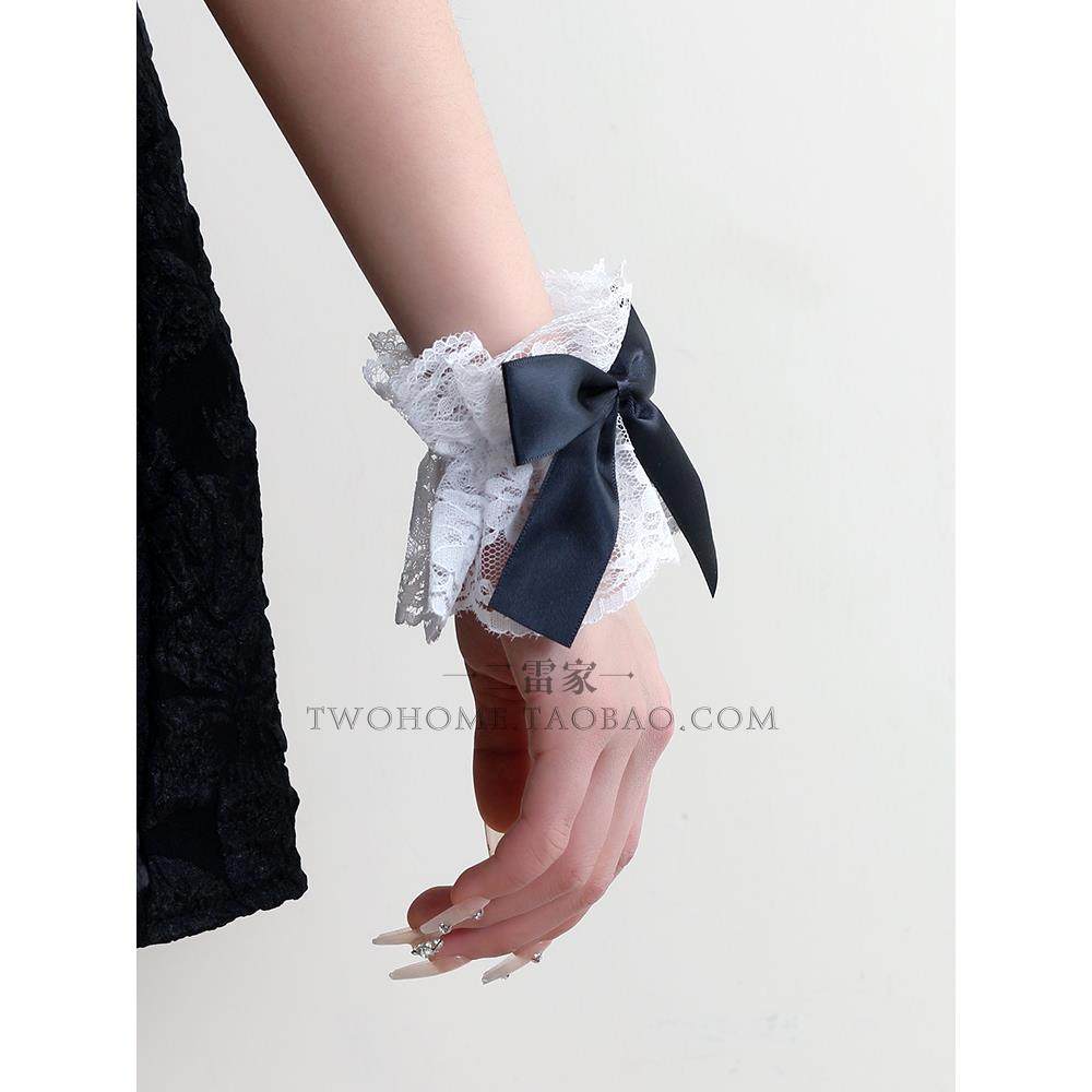 洛丽塔Lolita手袖蝴蝶结蕾丝花边手环二次元女仆性感黑白色手腕花,节庆用品/礼品,手腕花,淘宝优惠券,粉丝福利购,淘宝优惠卷